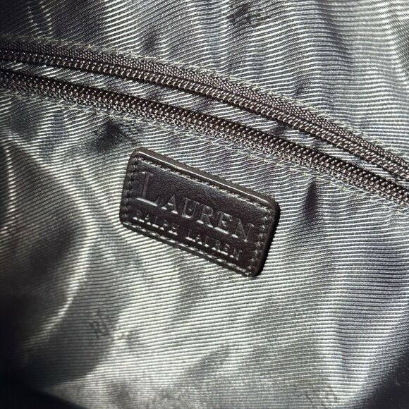 Vintage Ralph Lauren Houndstooth Tan Brown Leather Tote Shoulder Bag RLL Y2K - Picture 11 of 16